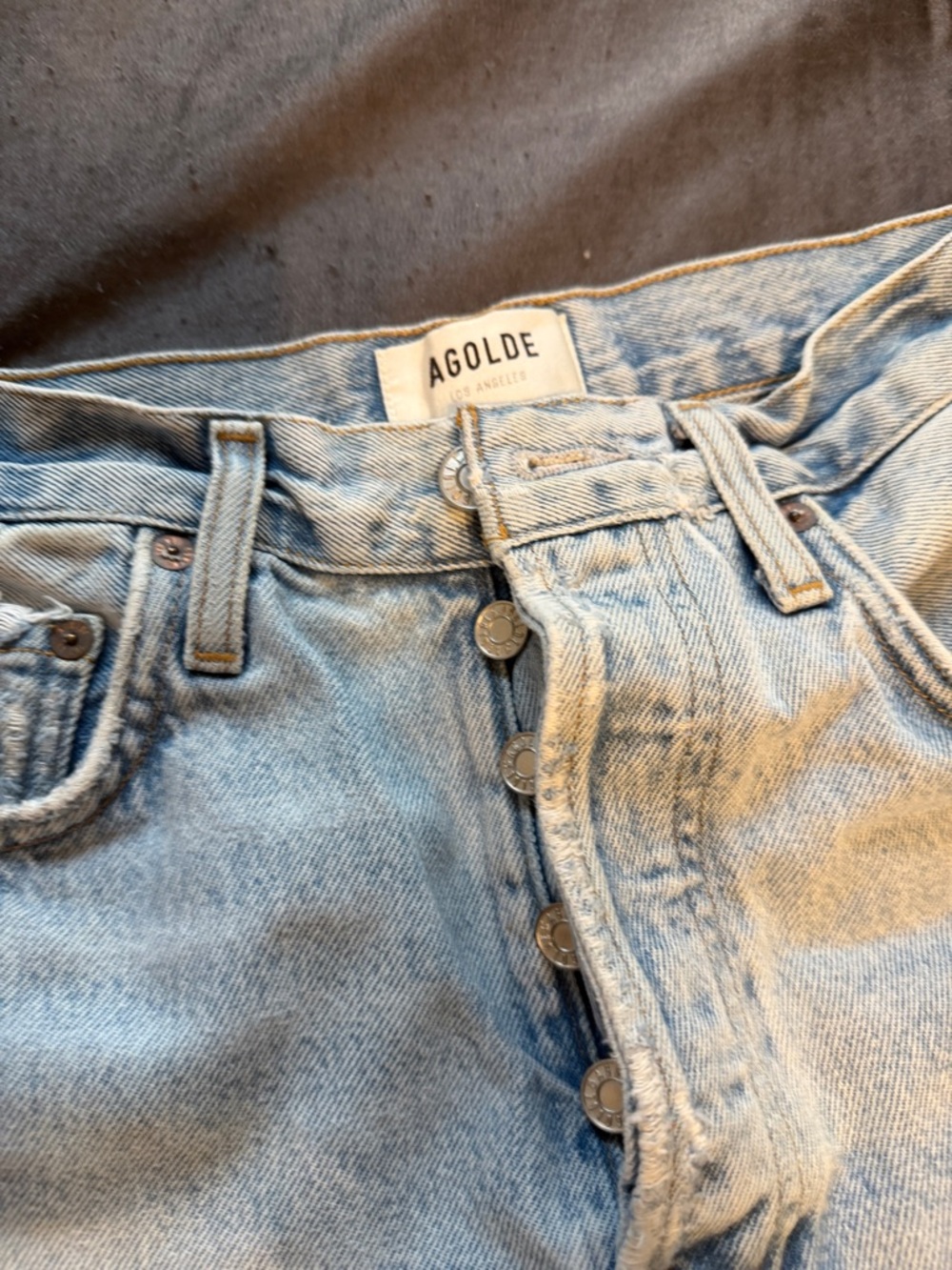 Agolde Light Blue Button-Fly Denim Jeans